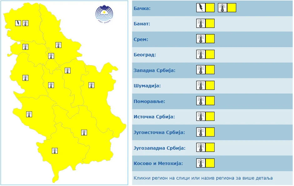 Meteoalarm za 2. septembar