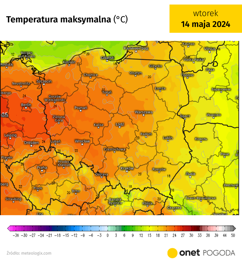 Na zachodzie temperatura może dziś wzrosnąć do 25 st. C