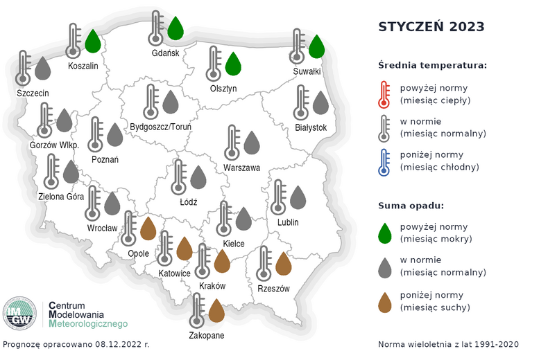 Styczeń przyniesie zróżnicowane opady w Polsce.