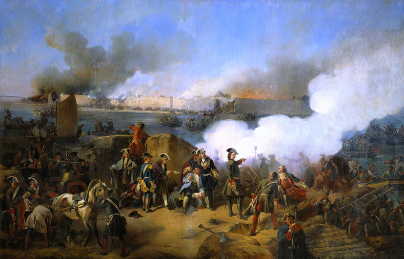Rosjanie szturmują Noteborg, październik 1702 r. Obraz Aleksandra Kocebu