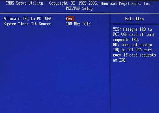 Zakładka PCI/PnP Setup