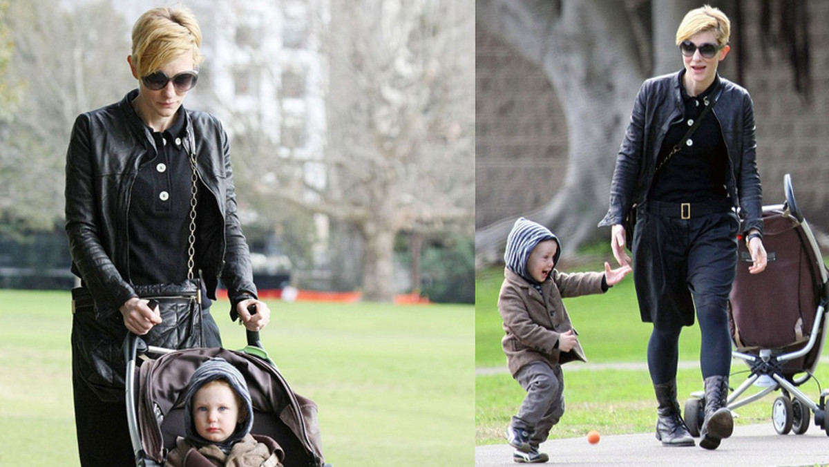 Cate Blanchett z synem w parku