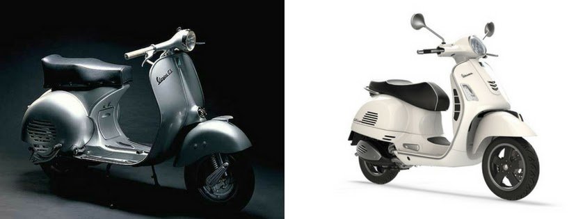 Vespa GS150 1955 rok i Vespa GTS Super 300 2017 rok