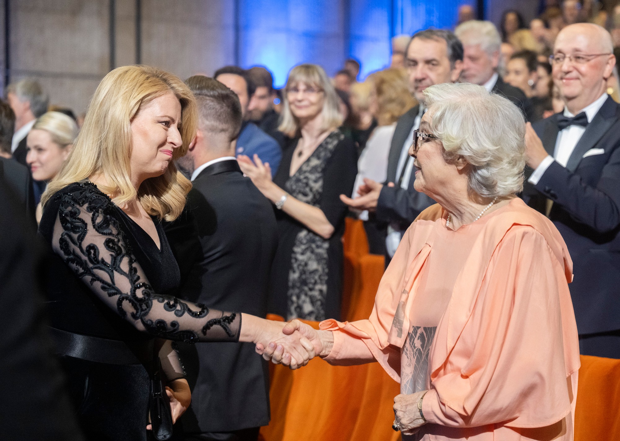 Čaputová s Turzonovovou na odovzdávaní Národných filmových cien Slnko v sieti za rok 2023.