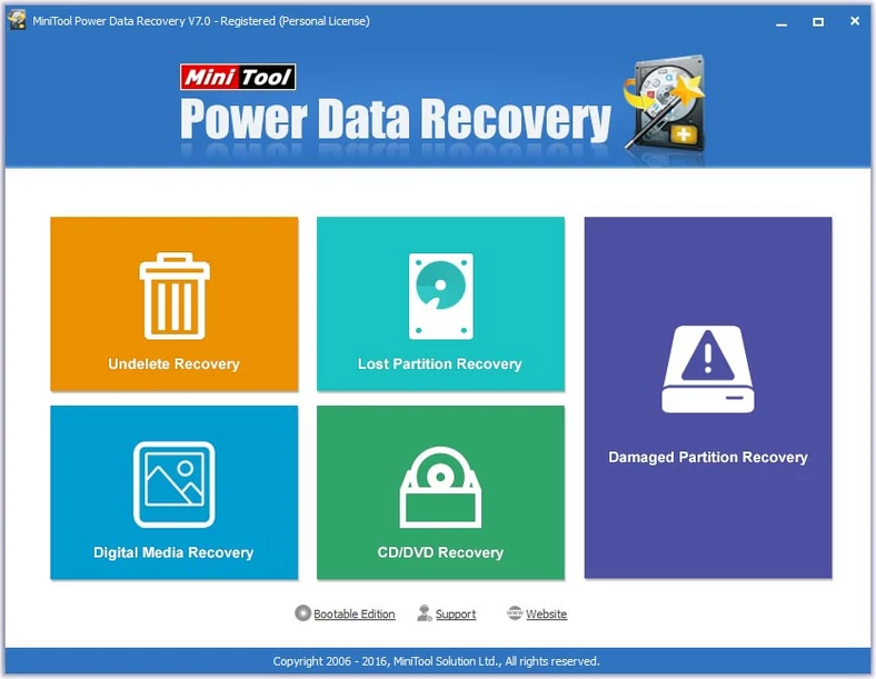 Główne okno programu do odzyskiwania danych - MiniTool Power Data Recovery