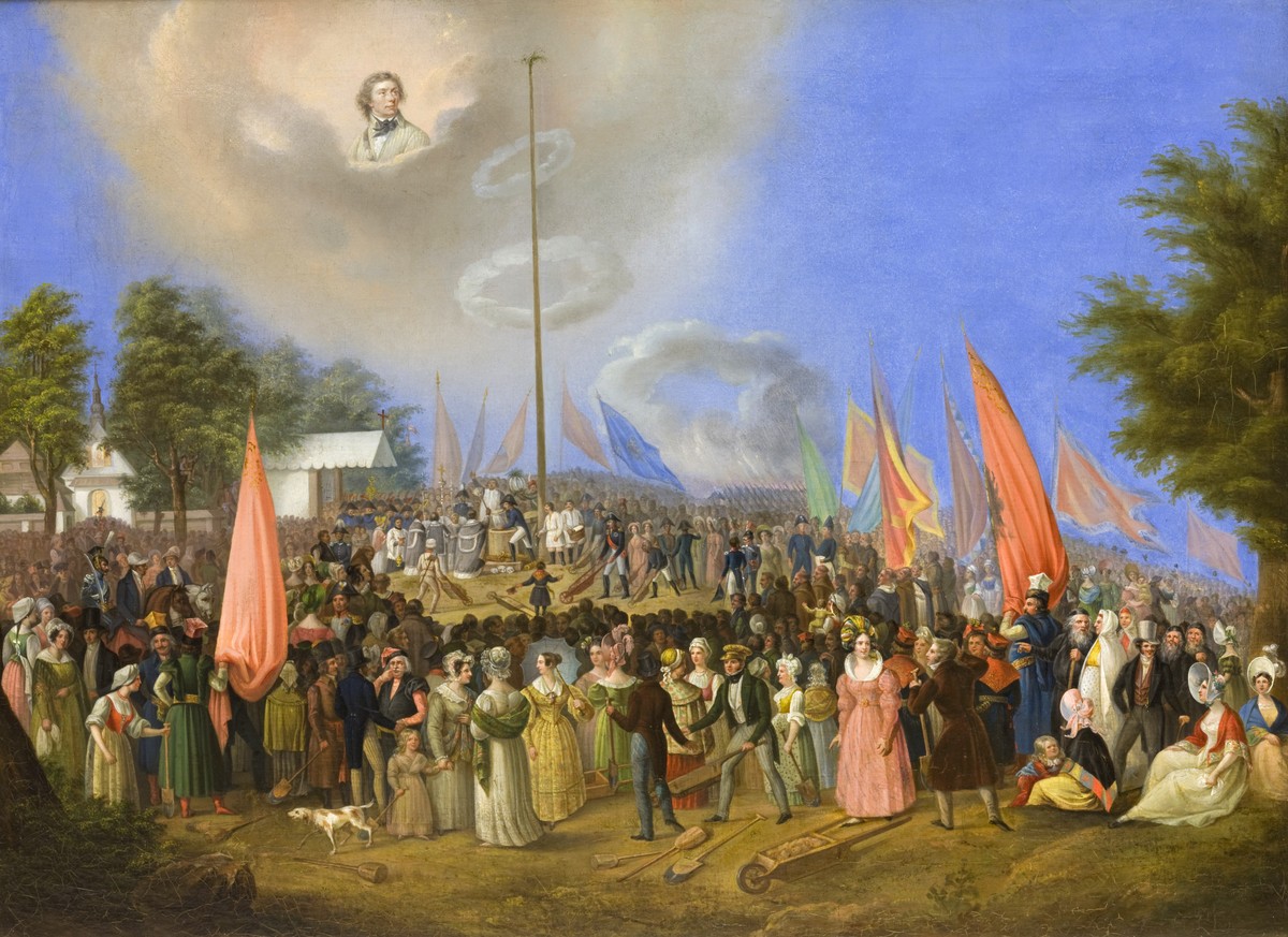 „Sypanie Kopca Kościuszki”. Obraz Jana Nepomucena Bizańskiego (1838))