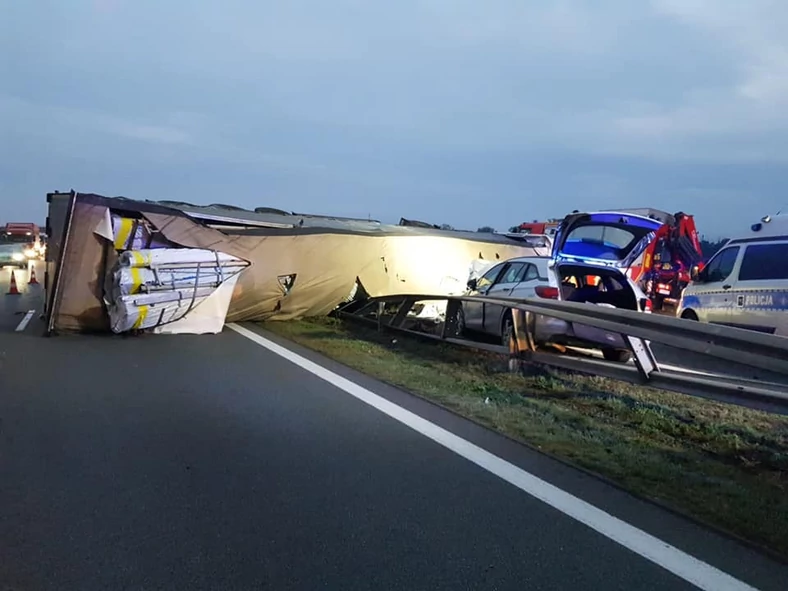 Wypadek na autostradzie A2 pod Poznaniem