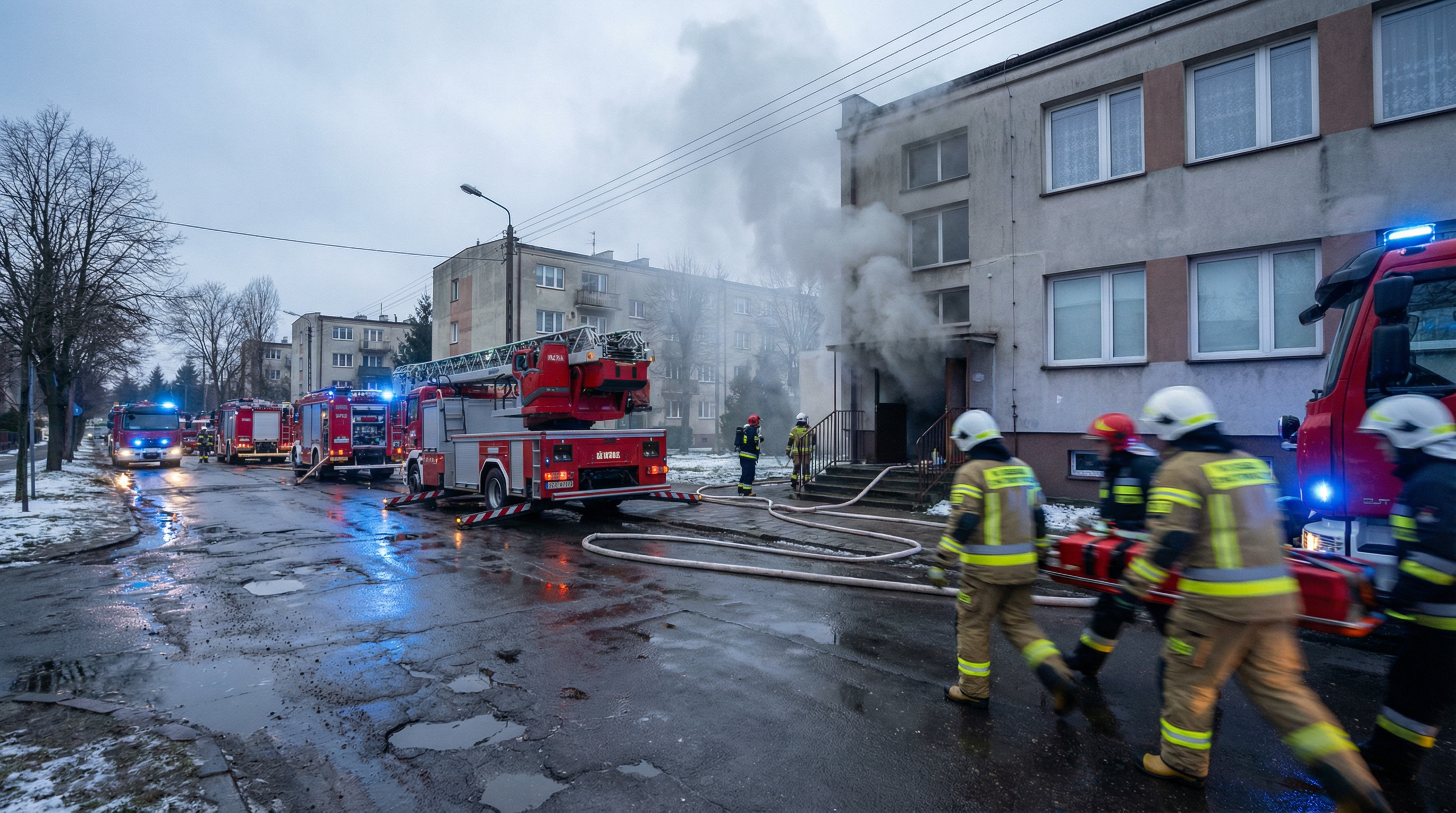 Pożar w Józefowie: 40 osób ewakuowanych, budynek niezdatny do użytku