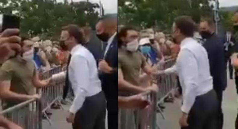 French President Emmanuel Macron receives hot slap from angry man