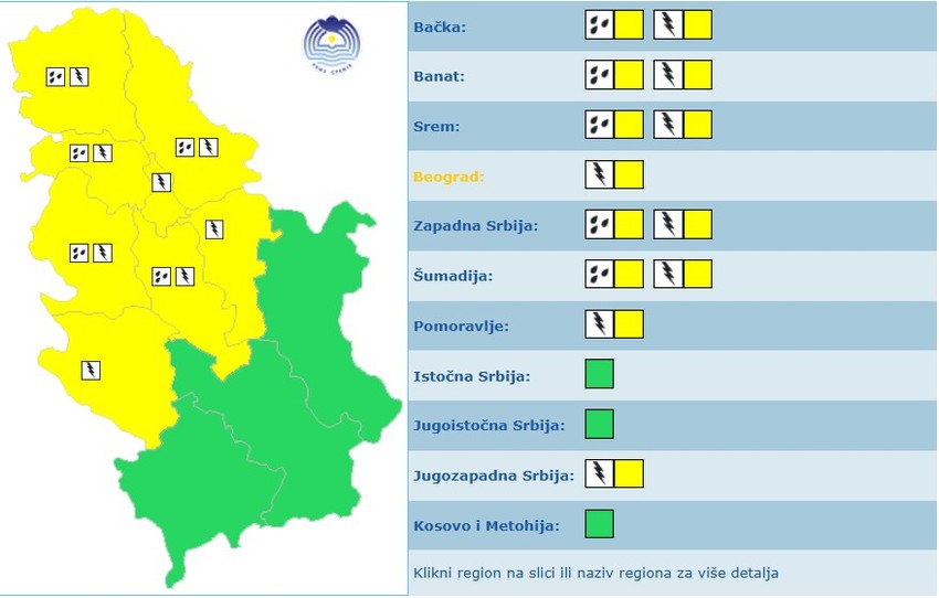 Meteoalarm za petak