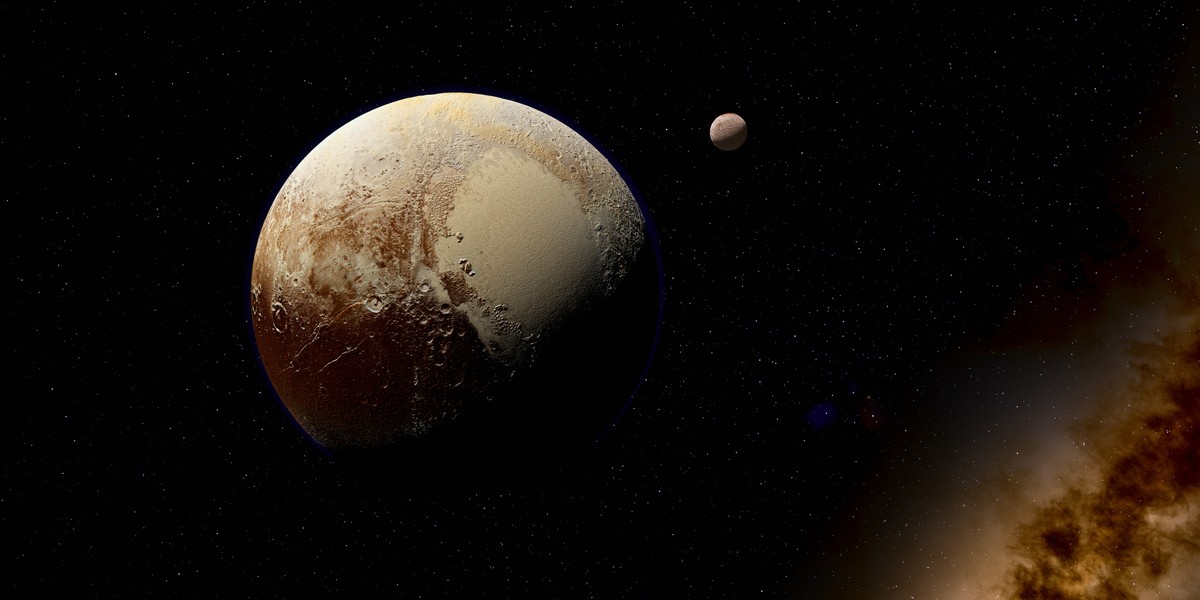 Pluto,Planet,With,Charon,Moon,3d,Illustration,-,Pluto,Is