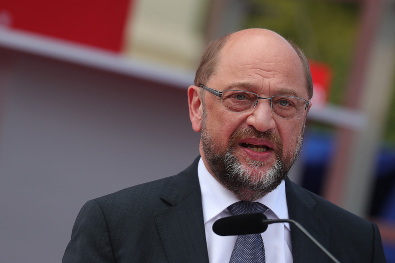 Martin Schulz, kandydat SPD na kanclerza Niemiec w czasie spotkania wyborczego w Poczdamie, 15.09.2017