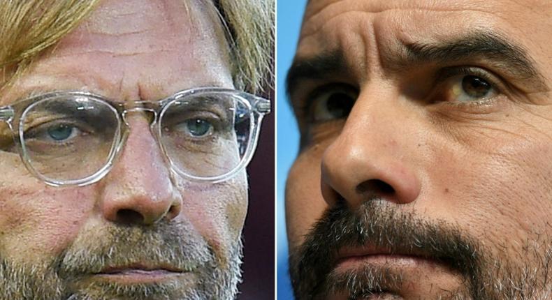 Liverpool manager Jurgen Klopp (left) has an excellent record against Manchester City boss Pep Guardiola (right)