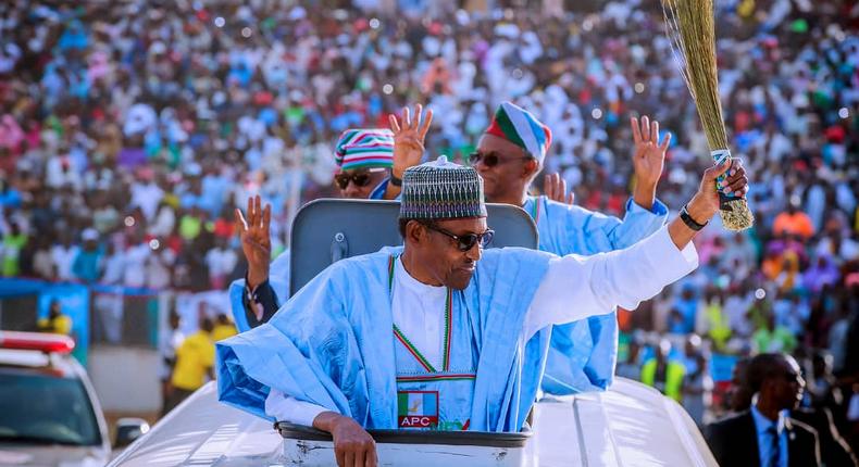 President Muhammadu Buhari at the APC presidential campaign rally in Kaduna