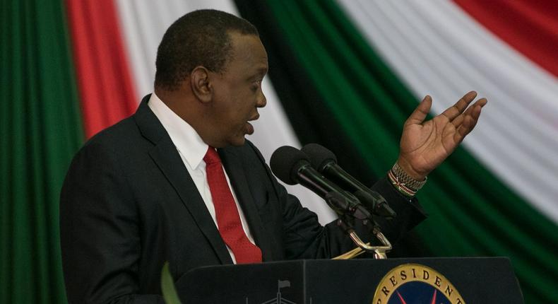 President Uhuru Kenyatta during his address at the KICC (PSCU)