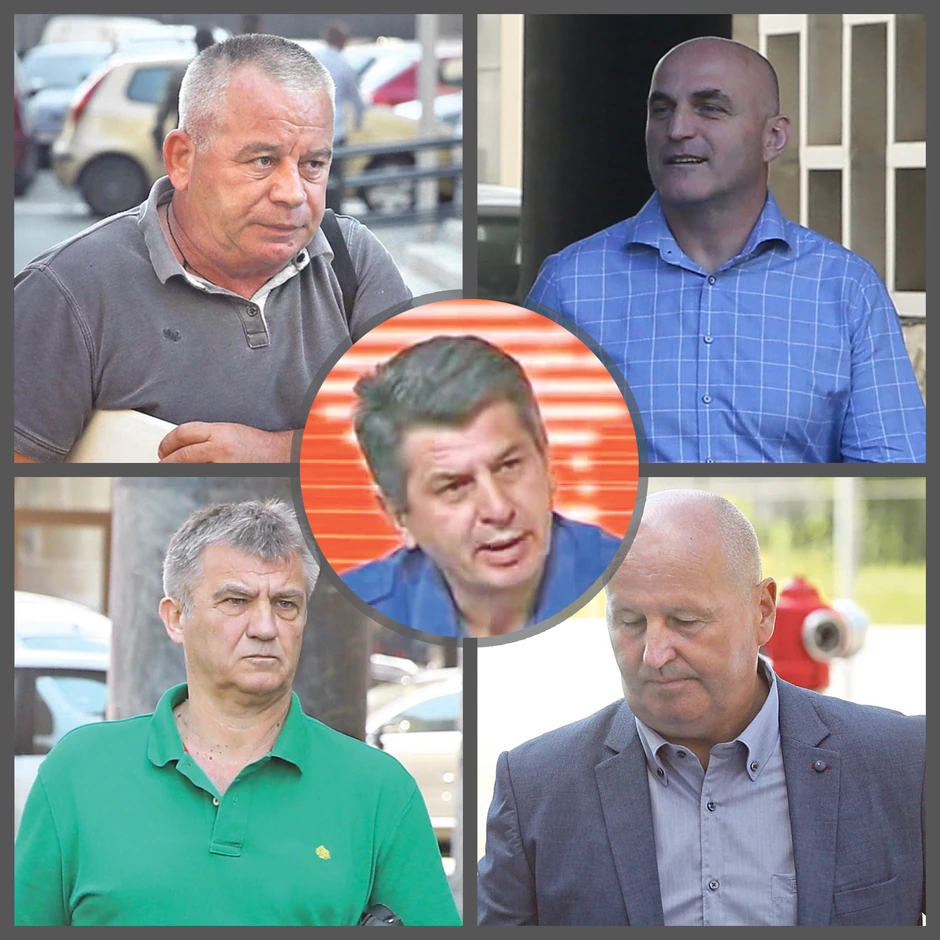 Petorica optuženih: Zoran Rašković, Bojan Marković, Slobodan Vukotić, Mladen Kuribak, Stevan Bjelić
