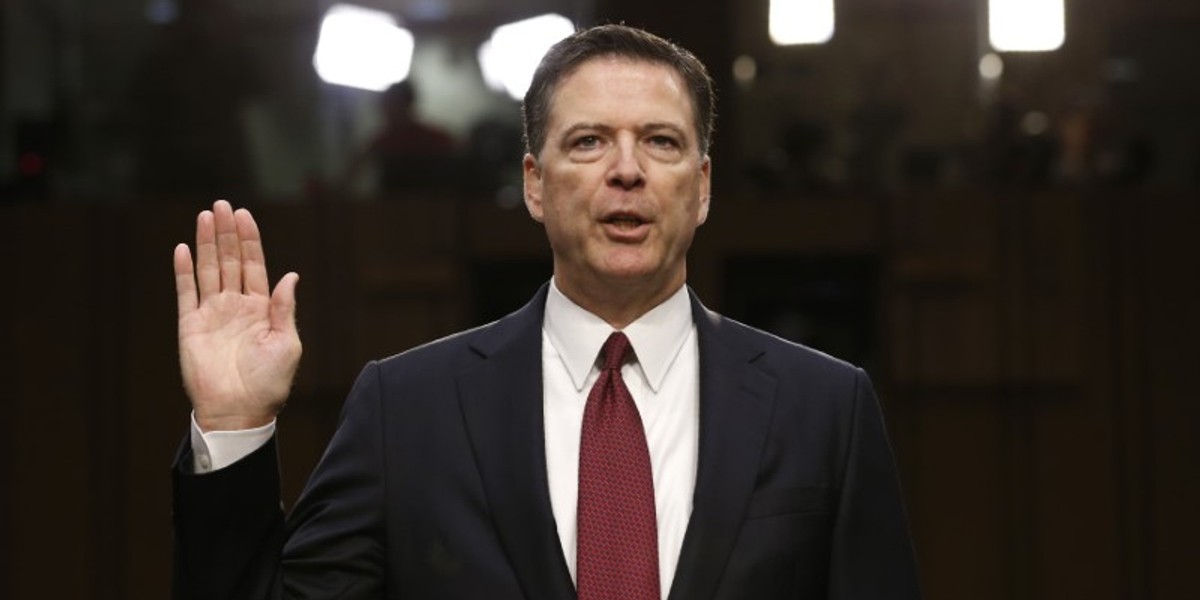 Former FBI Director James Comey sworn in to testify at a hearing in Washington