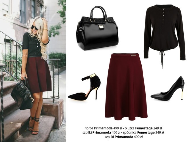 Jesienne STYLIZACJE z ubraniami w kolorze marsala