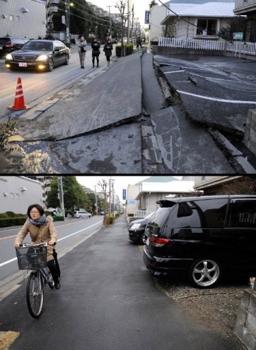 Rok po tragedii w Japonii - zdjęcia przed i po