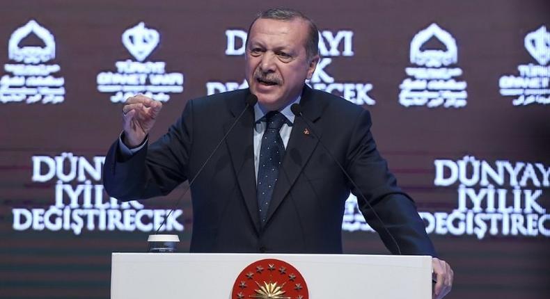 Turkish President Recep Tayyip Erdogan speaks in Istanbul