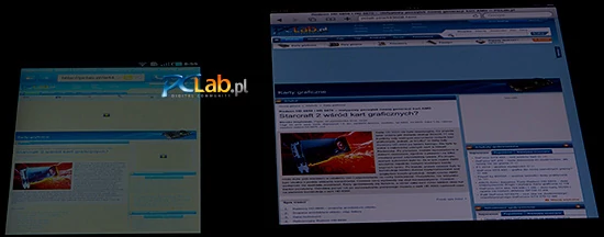 Różnice w kątach widzenia są znaczące. Po lewej – Galaxy Tab, po prawej – iPad