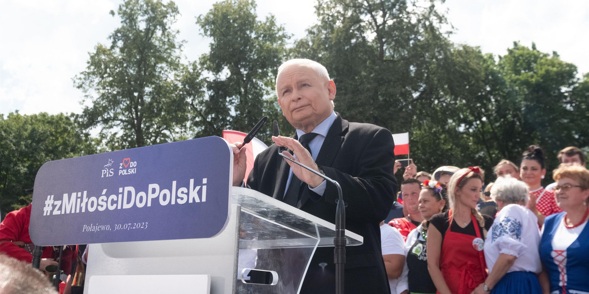Jarosław Kaczyński pojawił się na pikniku rodzinnym w Połajewie w Wielkopolsce. 