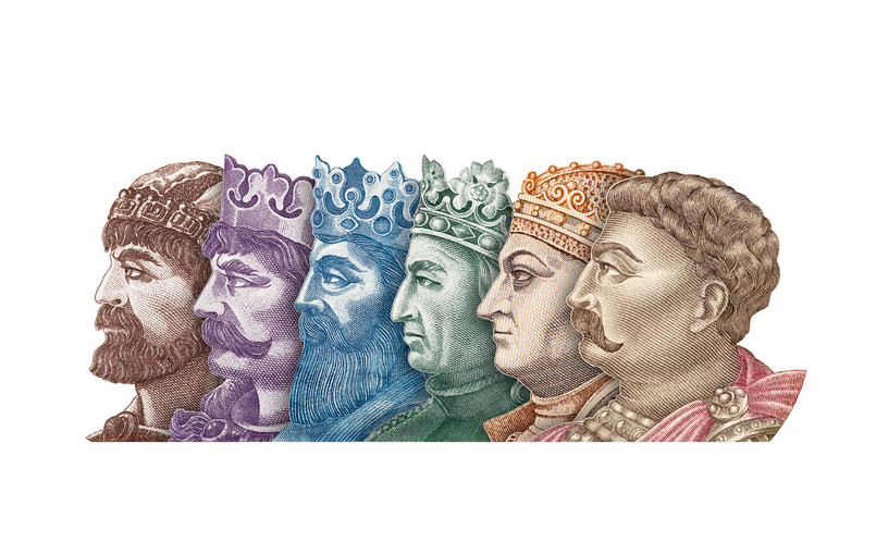 polscy królowie, portrety z banknotów