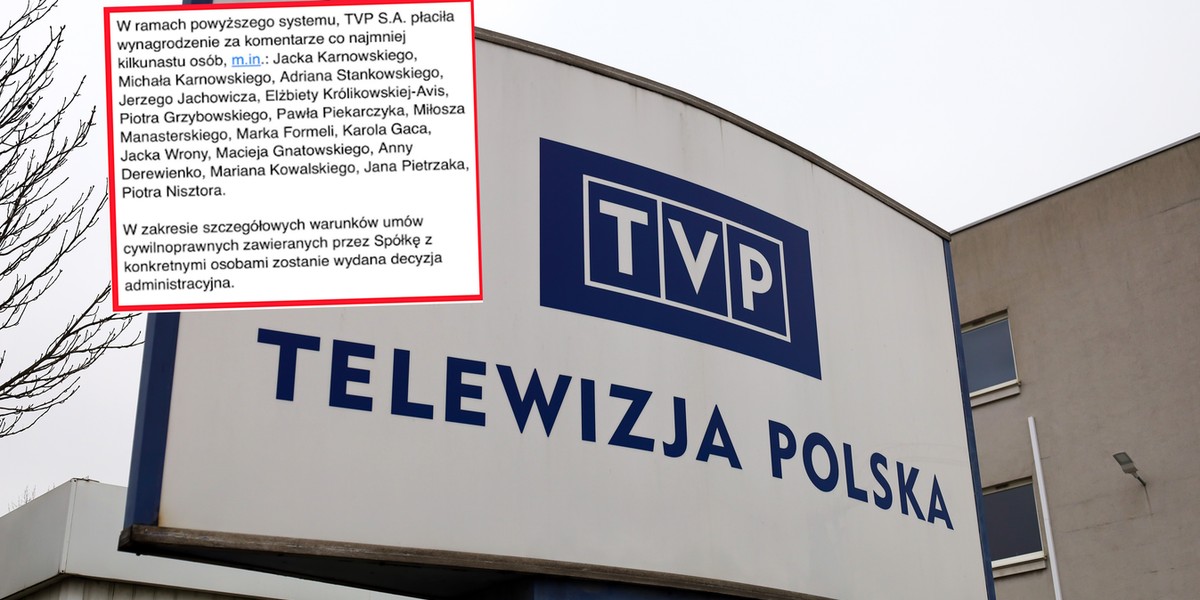 Na liście płac TVP była grupa teoretycznie niezależnych publicystów komentujących wydarzenia