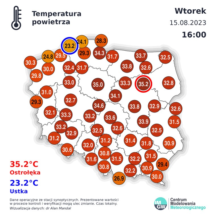 Wtorek zapisał się upalnie na przeważającym obszarze kraju