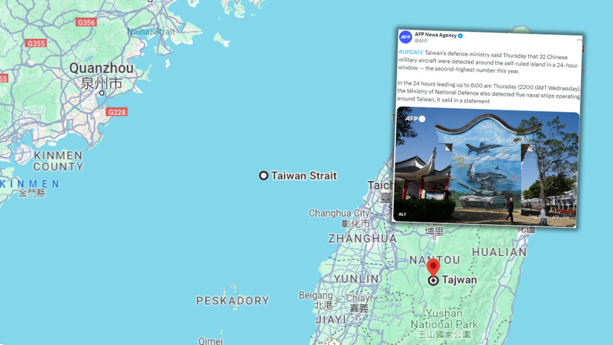 Chińskie samoloty bojowe wokół Tajwanu. Alarmujące doniesienia z wyspy