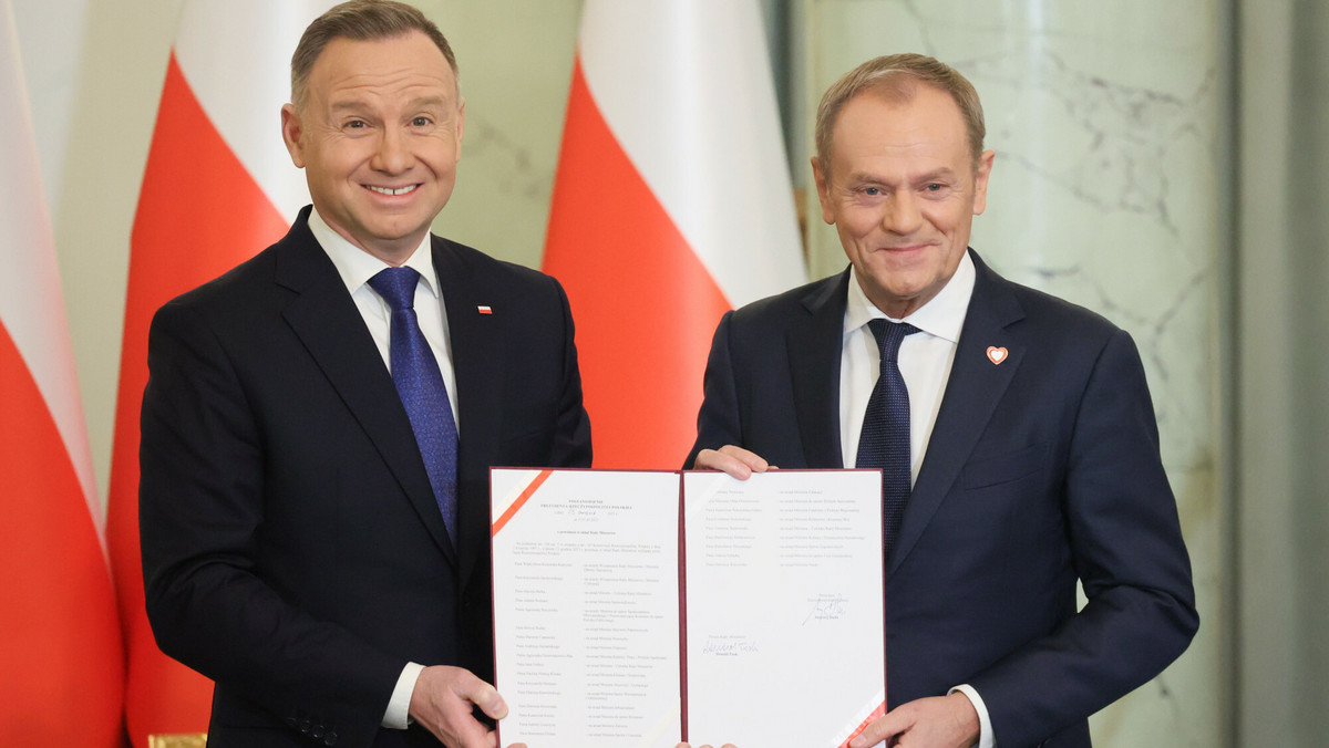 Andrzej Duda i Donald Tusk w Pałacu Prezydenckim