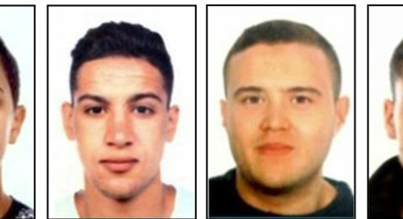 Spain attack suspects, from left to right: Moussa Oukabir, Said Aallaa, Mohamed Hychami and Younes Abouyaaqoub