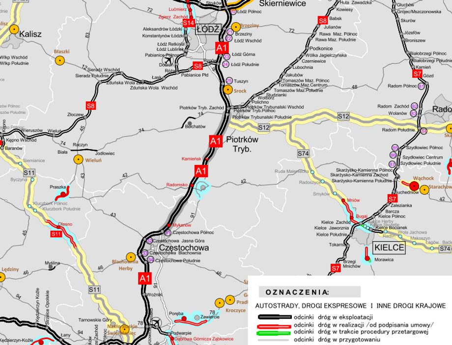 Ostatni budowany odcinek A1 Piotrków Trybunalski-Kamieńsk jest już co prawda udostępniony kierowcom, ale mają na nim do dyspozycji tylko jedną jezdnię