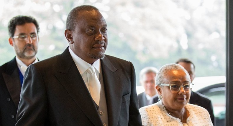 President Uhuru Kenyatta in highly formal tailcoat during Japan Emperor Naruhito's enthronement in Tokyo