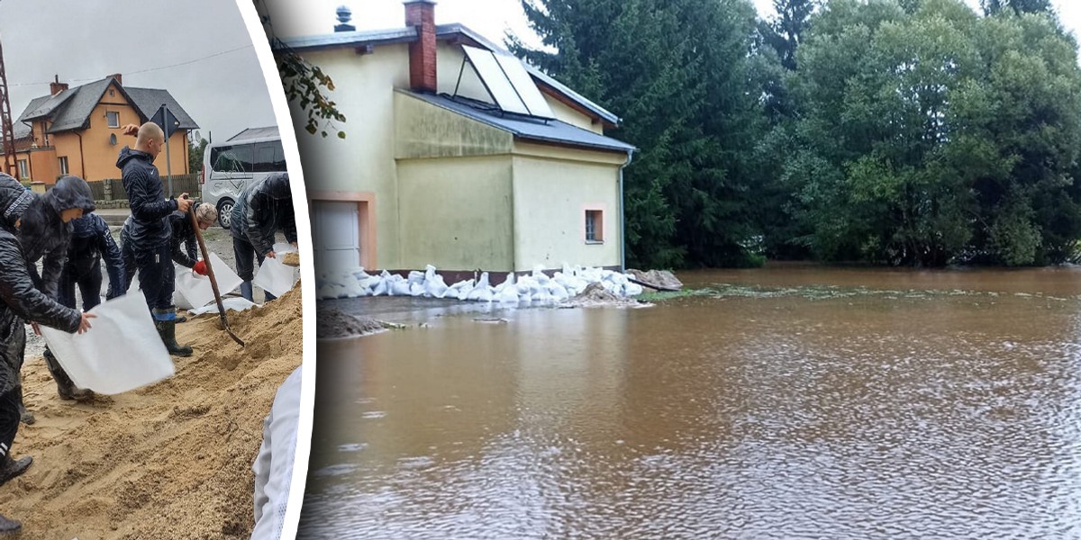 Piłkarze Klubu Sportowego Łomnica pomagali ratować wieś przed powodzią.