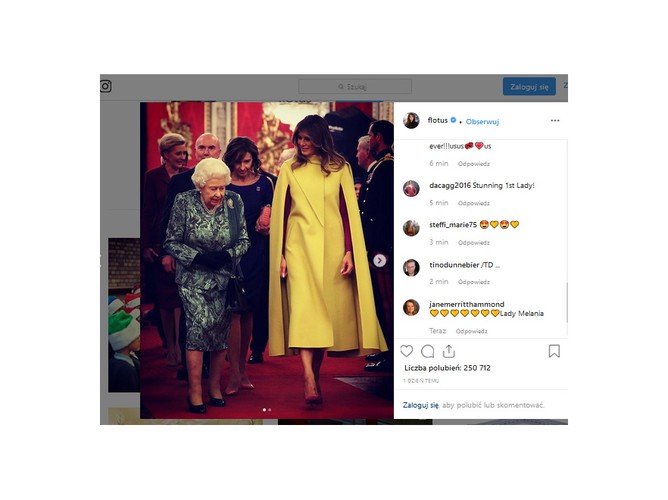 Królowa Elżbieta II i Melania Trump, w tle Agata Kornhauser-Duda