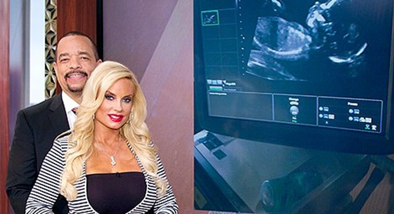 Ice T and wife, Coco photographed with their daughter's sonogram