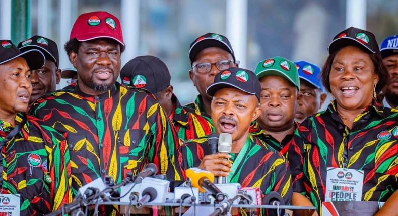 NLC President, Joe Ajaero addressing workers on Wednesday, May 1 at the Eagle Square, Abuja. [Facebook]