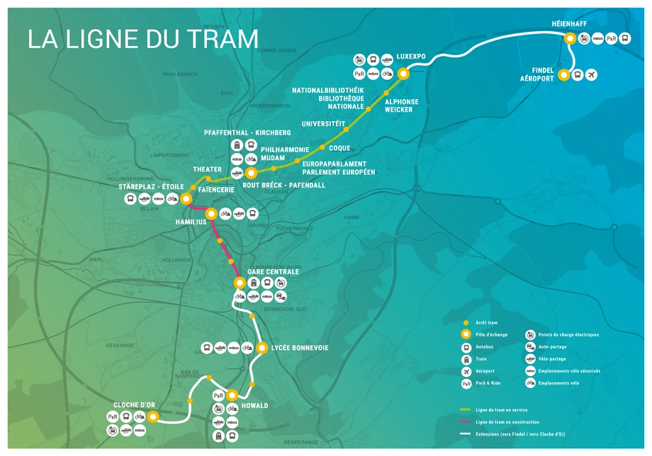 Plan rozbudowy linii tramwajowej w Luksemburgu