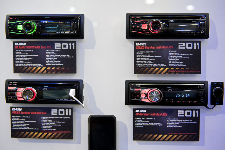 Consumer Electronics Show 2011. Samochodowe odtwarzacze audio marki JVS. fot: Jacob Kepler/Bloomberg