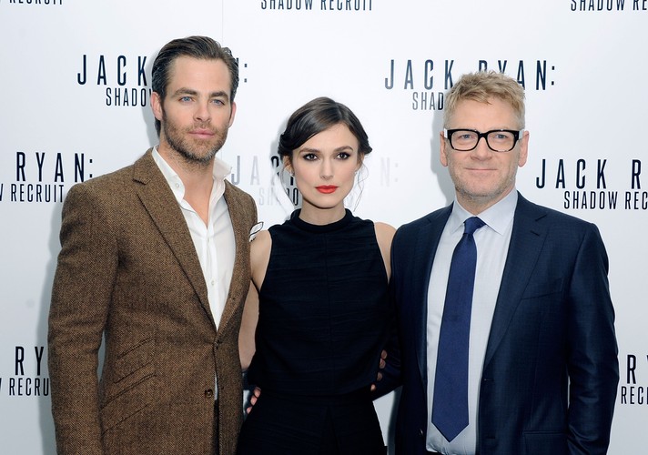 Chris Pine, Keira Knightley i Kenneth Branagh na premierze 'Jack Ryan: Teoria chaosu' w Londynie