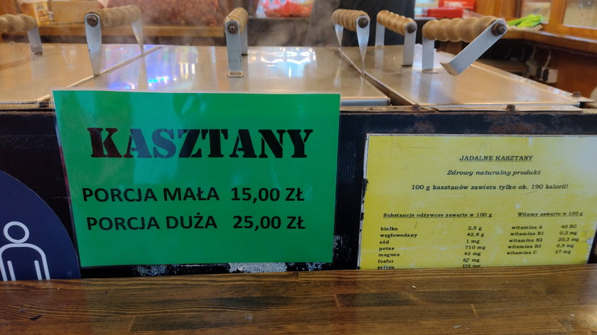 Gorące kasztany kosztują od 15 do 25 zł.