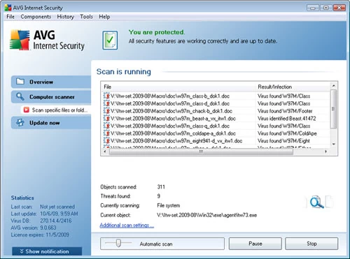 AVG Internet Security 9.0 - skanowanie