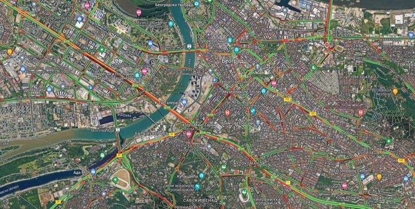 Trenutno se crveni veći deo Beograda