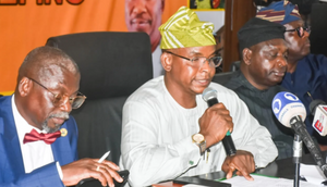 From left: Permanent Secretary, Basic & Secondary Education, Abayomi Abolaji; Commissioner for Basic Education, Jamiu Alli-Balogun and Commissioner for Information and Strategy, Gbenga Omotoso during the Lagos State Government 2024 Ministerial Press Briefing by the Ministry of Basic Education in Lagos on Thursday [NAN]