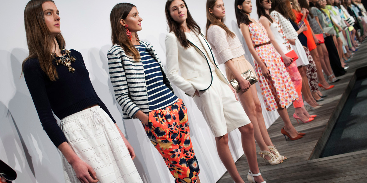 Models present creations from the J. Crew Spring/Summer 2014 collection during New York Fashion Week.