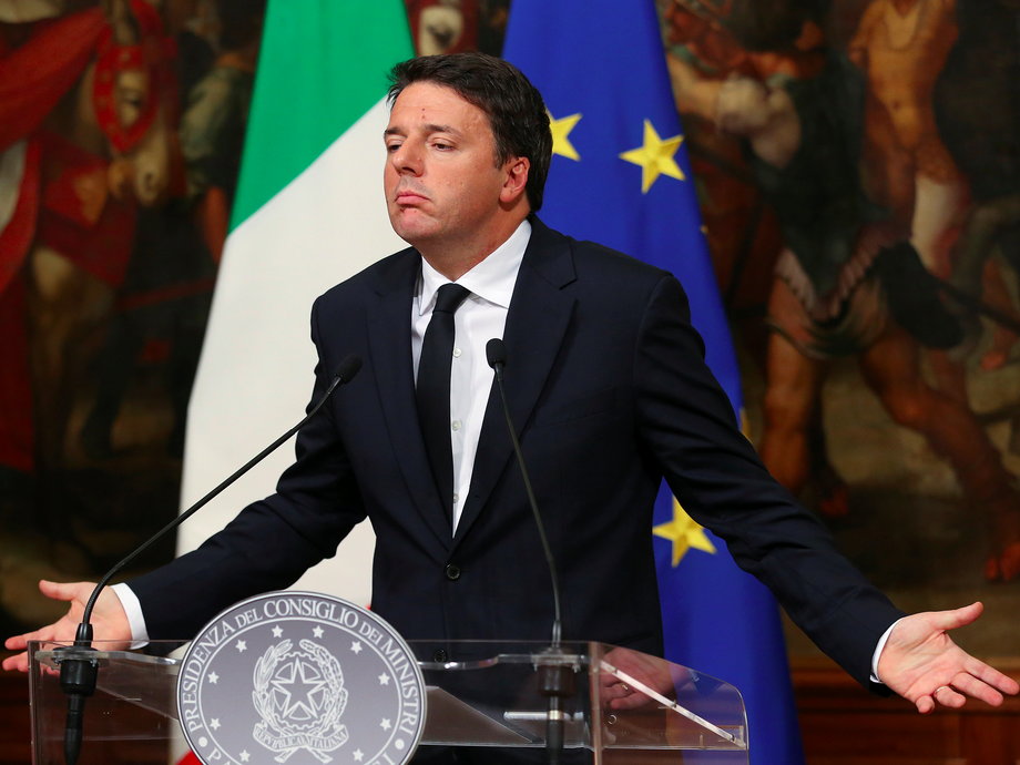 Italian Prime Minister Renzi leads a news conference to mark his 1000 days in government in Rome