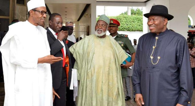 President Muhammadu Buhari; Former Head of State, retired Gen. Abdulsalami Abubakar and former President, Goodluck Jonathan. 