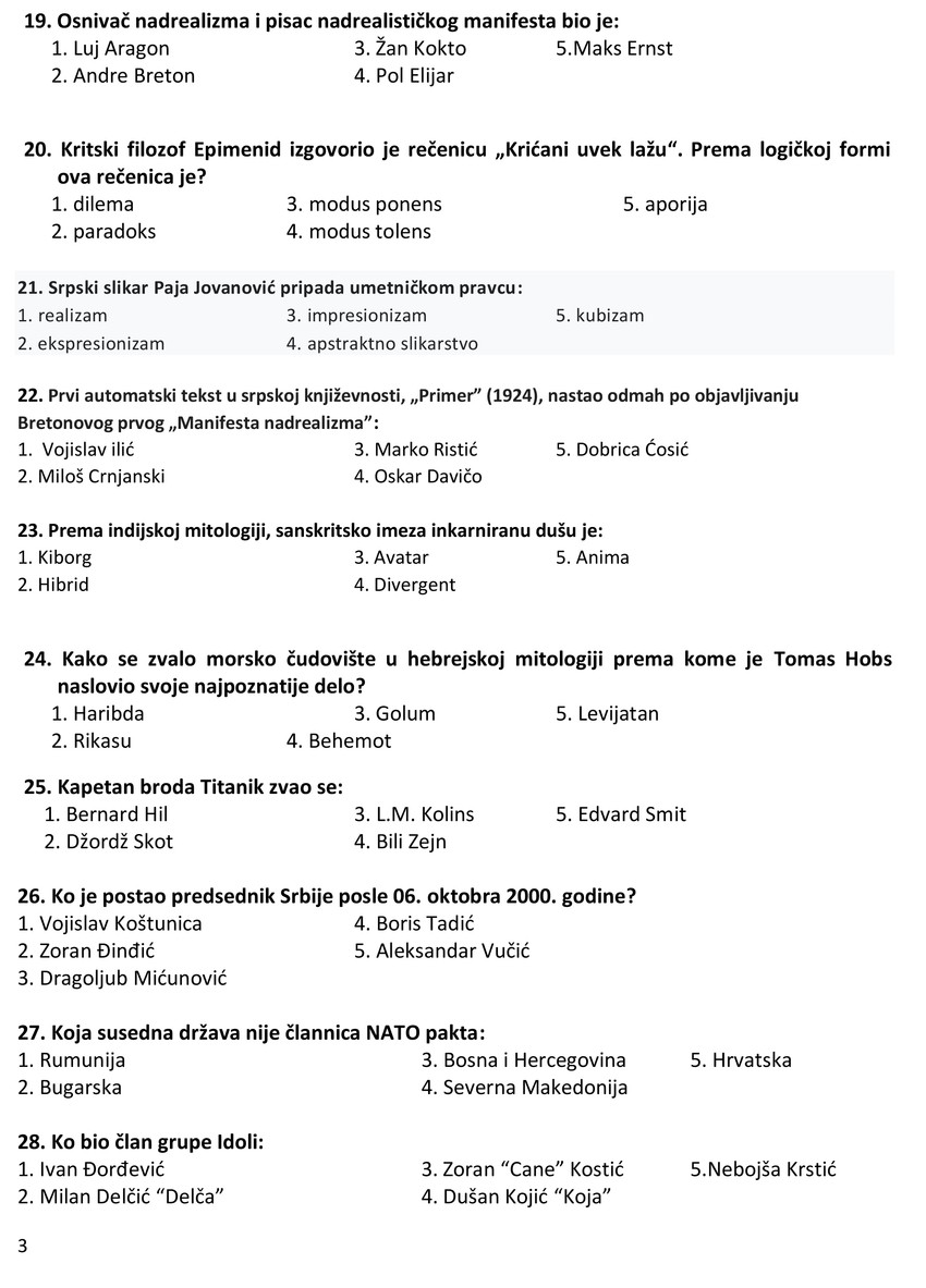 Test opšte informisanosti