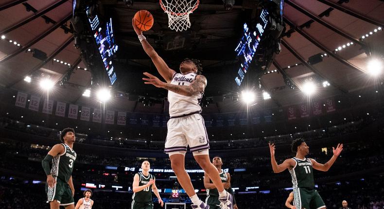 Keyontae Johnson puts in a layup during Kansas State's Sweet 16 win at Madison Square Garden.Ben Solomon/NCAA Photos via Getty Images